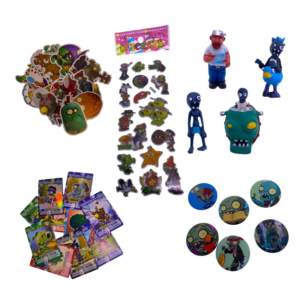 PVZ Plants vs Zombies Gift Set, Figurine Play Set Stickers Trading Cards Toys